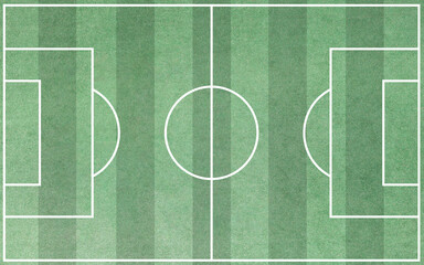 Football field with striped green grass background top view