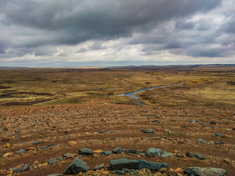 a maze of stones on a hilltop