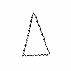 Fototapeta premium Christmas tree line icon in doodle style. Vector illustration on a white background.