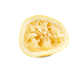 Half of squeezed lemon isolated on white