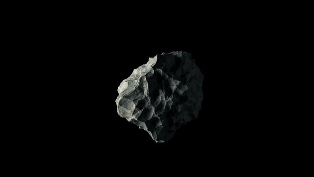Floating stone on black space background and Green Screen. 4K Loop Animation