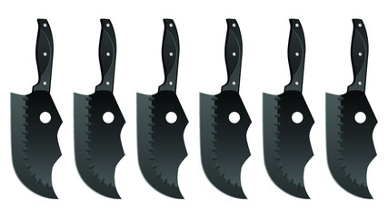set of Large sharp cleaver knife isolated on white background, cleaver knives, chef knife