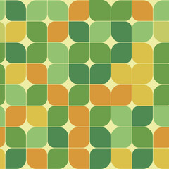 Retro geometric leaves seamless pattern in green , orange and yellow. Great for wallpaper, home décor, textile and wrapping paper 