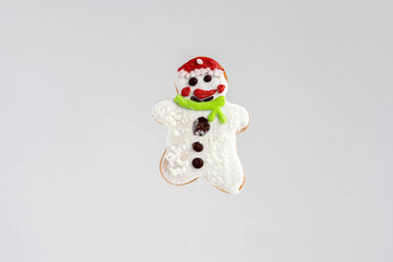 Homemade Snowman gingerbread man cookie