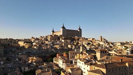 Nice aerial image of the city of Toledo, with the cathedral and the old town.