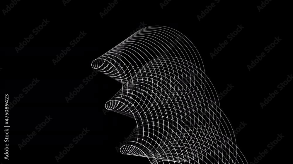 Aufkleber swirling geometric 3d render of swirl of round threads. abstract digital oval scratches on surface. 