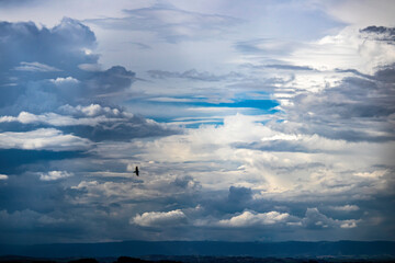blue sky with contrasting clouds
