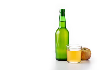 Apple cider drink isolated on white background. Copy space