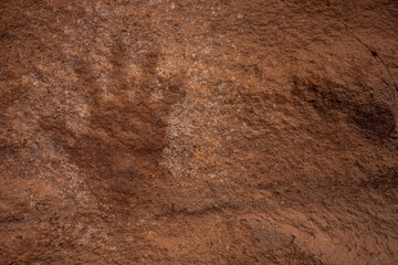 Faint Hand Print Pictograph On Sandstone Wall