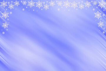 Winter blue saturated bright gradient background with diagonal slanted waves and white snowflakes on the top and sides. This is a wonderful congratulation, invitation, message for Christmas, New Year.