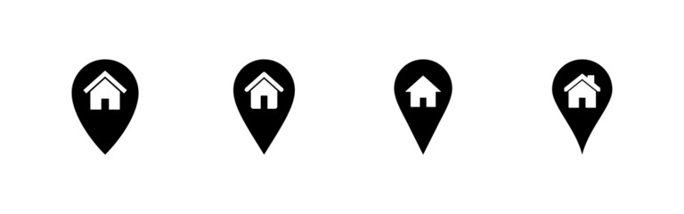 address icons set. home location sign and symbol. pinpoint