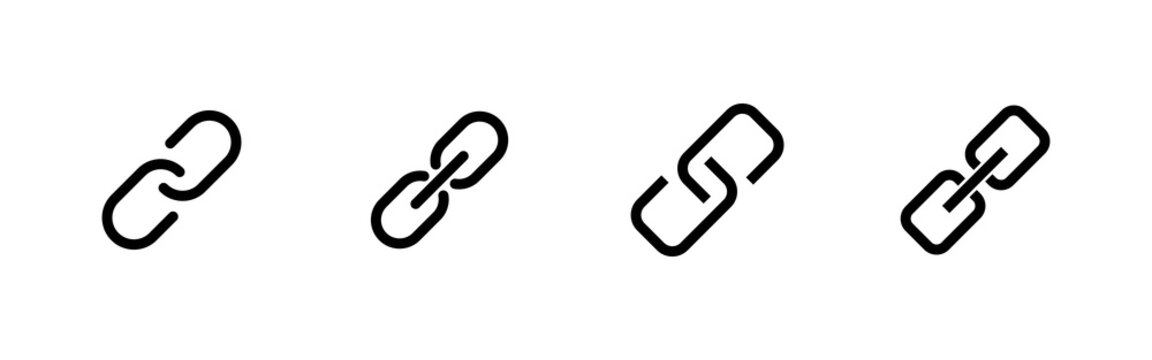 Link icons set. Hyperlink chain sign and symbol