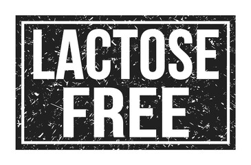 LACTOSE FREE, words on black rectangle stamp sign