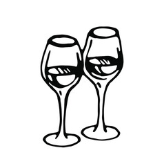 Two glasses. Vector clipart. Hand drawn