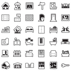 Home Icons. Line With Fill Design. Vector Illustration.