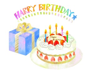 誕生日　ケーキとプレゼント