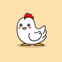 white color chicken cartoon illustration design. design for children's book