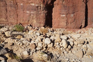 Ruins of ancient house wall in the desert