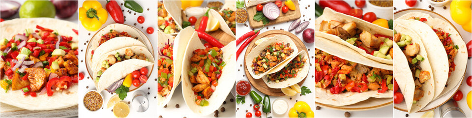 Collage of photos with taco dish, different angle