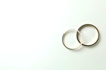 Couple of wedding rings on white background