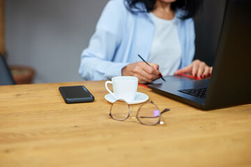 Mature woman designer using graphics tablet and stylus