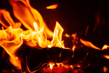 fire on the black background