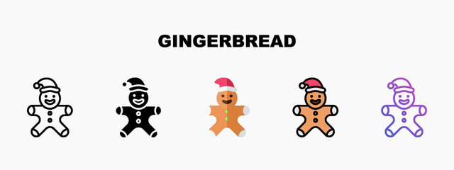 Obraz na płótnie Canvas Gingerbread Man icon designed in outline flat glyph filled line and gradient. Perfect for website mobile app presentation and any other projects. Enjoy this icon for your project.