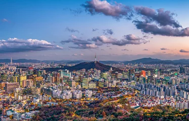 Poster View of Seoul city at night, South Korea. © sayan