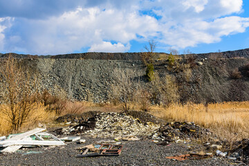 Slag heaps near the iron quarry. Mining industry
