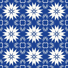 Blue-white abstract pattern as a background for printing..Regular seamless pattern with different shapes. Repeating texture.