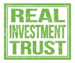 REAL INVESTMENT TRUST, text on green grungy stamp sign