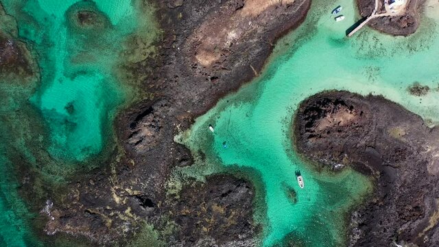 Aerial view of Isla de Lobos Island in Fuerteventura, Canary Island, Spain