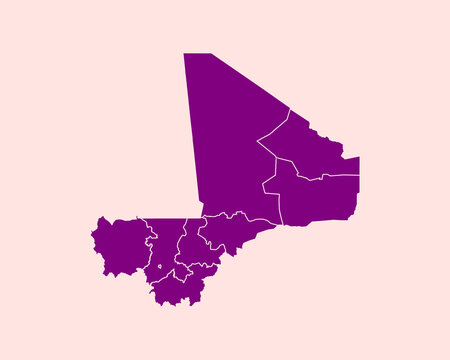 recommend clip art: Modern Velvet Violet Color High Detailed Border Map Of Mali, Isolated on Pink Background Vector Illustration
