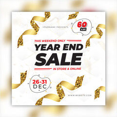 Year-end promotional sales Social Media Post template with lighting background