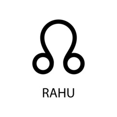 Rahu planet symbol. Ascending lunar node. Vector black sign on white. Astrological calendar. Jyotisha. Hinduism, Indian or Vedic astrology horoscope