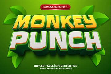 monkey punch comic cartoon Bold 3D Editable text Effect Style