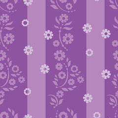 pattern, flowers and stripes in purple color, vector illustration, pattern, seamless canvas,