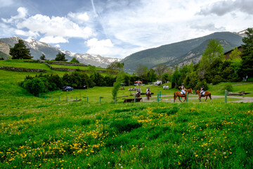 principallity of andorra spring landscapes and villages - obrazy, fototapety, plakaty