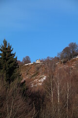 Buggiolo, val Rezzo, montagna, passo san Lucio, chiesetta, madonna del Cep,  altitudine 1330 m, Cardinale Tettamanti 2011, area pic-nic, inverno, neve