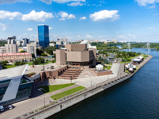 Krasnoyarsk Yenisei River top view