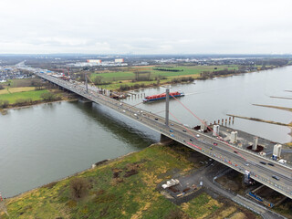 Fototapeta na wymiar (DROHNE) Luftbild der A1 Autobahnbrücke bei Köln Leverkusen, am 15.12.2021