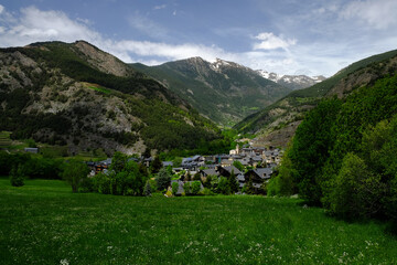 principallity of andorra spring landscapes and villages - obrazy, fototapety, plakaty