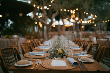 General view of the banquet where a wedding is held