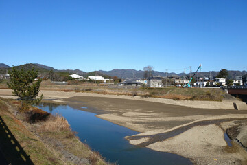 冬の篠山川　川代ダム付近上流方向