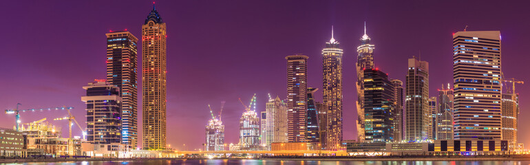 Fototapeta na wymiar Cityscape of Dubai and panoramic view of Business bay, UAE
