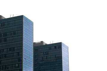 two residential skyscrapers in the city of Bilbao with white sky