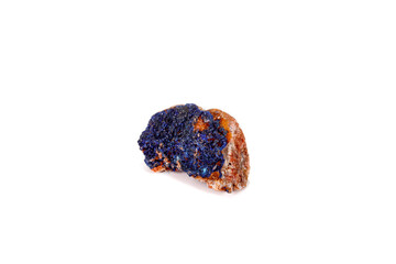 Macro mineral stone Malachite and Azurite against white background