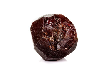 macro mineral stone  Garnet, on a white background