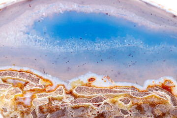 macro mineral stone agate on a white background