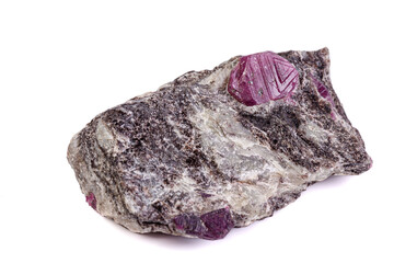 Fototapeta premium macro mineral stone ruby on a white background